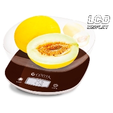 Весы кухонные Centek CT-2456 (шоколад) электр., max 7кг(!!!), шаг 1г, большая съемная чаша, дисплей