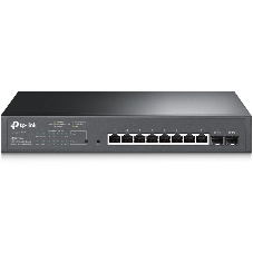 Коммутатор TP-Link JetStream 10-Port Gigabit Smart Switch with 8-Port PoE+, 8× Gigabit PoE+ Ports, 2× Gigabit SFP Slots, 802.3at/af, 150 W PoE Power, 1U 13-inch Rack-mountable Steel CaseIntegration with Omada SDN Controller, 802.1Q VLAN, STP/RSTP/MSTP, IGMP Snoopi