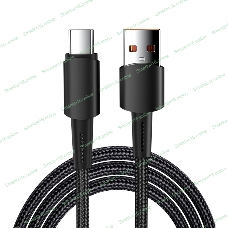 Кабель Rexant USB-A - Type-C, 6А, 120Вт, 1м, в черной нейлоновой оплетке