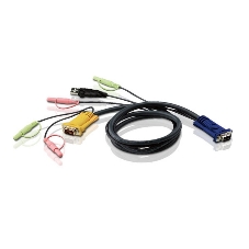 Кабель ATEN KVM Cable 2L-5303U Кабель для KVM: USB(Am)+DB15(m)+2*Audio (PC) -на- SPHD15(m)+2*Audio (KVM), 3м