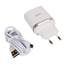 Сетевое зарядное устройство + Кабель Micro HOCO HC-16286 C12Q/1m/QC 3.0/1 USB/Выход: 5V_9V_12V, 18W, белый
