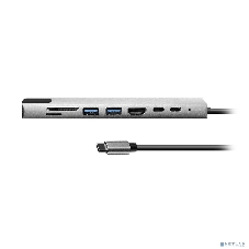 Мульти переходник Bion USB Type-C - 2*USB Type-C/2*USB-A 3.0/HDMI/SD/TF/RJ-45 100мб/с, 100W, длина кабеля 20см BXP-A-USBC-MULTI-01