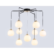 Светильник Ambrella light LH51001/6+3 SGD/BK/FR золотой песок/черный /белый матовый G9*9 max 28W D750*700
