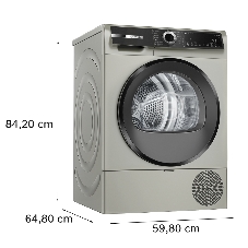 Сушильная машина Bosch WQK2521XME серебристый, 10 кг, сушка - конденсационная, программ - 14, 59.8 x 84.2 x 64.8 см