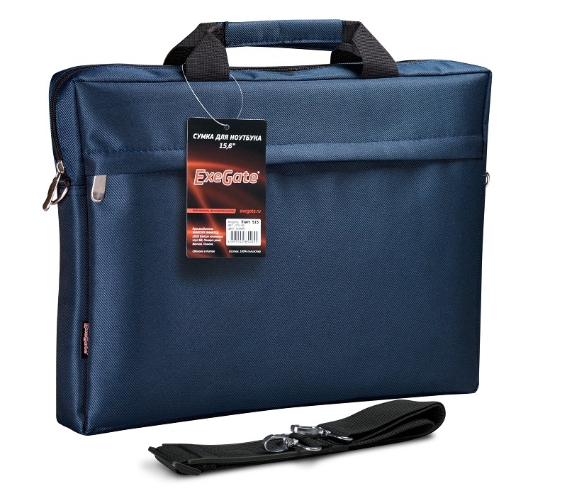 Сумка для ноутбука ExeGate EX205137RUS Start S15 Deep Blue, темно-синяя, полиэстер, для ноутбуков до 15.6
