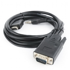 Кабель HDMI->VGA Cablexpert A-HDMI-VGA-03-6, 19M/15M + 3.5Jack, медь, позол.разъемы, 1.8м, черный, пакет
