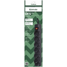 Сетевой фильтр Defender DFS 155/6 розеток/черный/5.0 м
