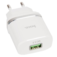Сетевое зарядное устройство + Кабель Micro HOCO HC-16286 C12Q/1m/QC 3.0/1 USB/Выход: 5V_9V_12V, 18W, белый