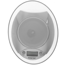 Весы кухонные Centek CT-2451 электронные, чаша, пластик, 5кг серебро/черный