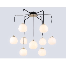 Светильник Ambrella light LH51001/6+3 SGD/BK/FR золотой песок/черный /белый матовый G9*9 max 28W D750*700