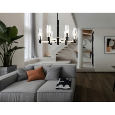 Люстра Ambrella light LH55501/6 SN/BK/CL сатин никель/черный/прозрачный E14*6 max 40W D570*760