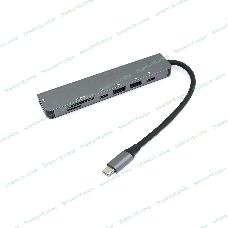 Адаптер Type-C на HDMI, PD+, USB 3.0*2 + SD/TF для MacBook, серебро