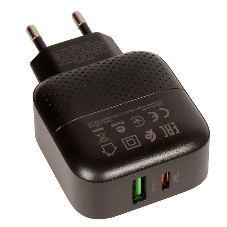 Сетевое зарядное устройство BOROFONE BA46A Premium, один порт USB, один порт Type-C, PD, 18W, 5V, 3.0A, черный