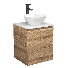 Тумба Bau Dream Blackwood 50 с дверцей, раковина BAU Crystal 40х40, смеситель для раковины высокий Hotel Black, черный