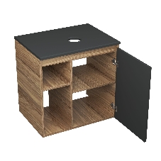 Тумба Bau Dream Blackwood 60 правая, графит, раковина BAU Crystal 40х40, смеситель для раковины высокий Hotel Still, нержавеющая сталь, выпуск клик клак, белый