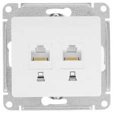 Механизм розетки комп. 2-м Glossa RJ45+RJ45 кат. 5е белый SchE GSL000185KK