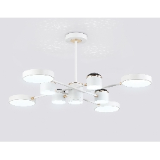 Люстра светодиодная на штанге Ambrella light FL51627/9+4 WH/FGD белый/золото 132W 3000-6000K D850*370 (без ПДУ)