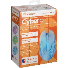 Мышь проводная Defender Cyber MB-560L белый, 1200 dpi, USB, кнопки - 3