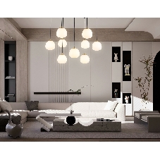 Светильник Ambrella light LH51001/6+3 SGD/BK/FR золотой песок/черный /белый матовый G9*9 max 28W D750*700