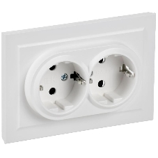 Розетка IEK BR-R21-16-K91-F 2-м СП BRITE РС12-3-БрАБ 16А в сборе с заземл. без защ. шторок арктич. бел.