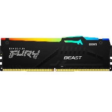 Оперативная память Kingston Fury Beast RGB, DDR5, 32GB (1x32GB), 6400 MHz, CL32, с радиатором, RGB, черный