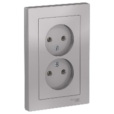 Розетка 2-м ATLAS DESIGN без заземл. 16А в сборе алюм. SchE ATN000320 Розетка 2-м ATLAS DESIGN без заземл. 16А в сборе алюм. SchE ATN000320