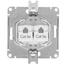 Механизм розетки комп. 2-м Glossa RJ45+RJ45 кат. 5е белый SchE GSL000185KK