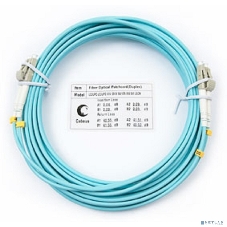 Коммутационный шнур оптический Cabeus Tight Buffer, Duplex LC/LC, OM3 50/125, LSZH, 5м, d= 3мм, серый хвостовик, аква