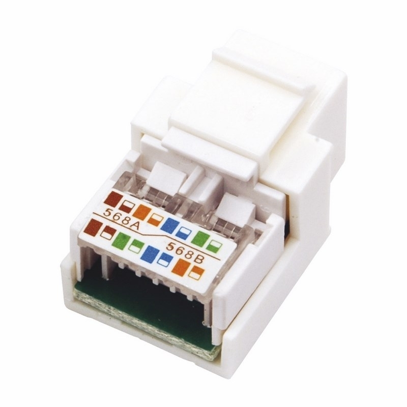 Модуль Rexant Keystone Jack RJ-45(8P8C), UTP неэкранированный, cat.5e, тип 180 градусов, белый