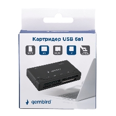 Кард-ридер Gembird FD2-MSD-4/черный/SD/TF/MicroSD/XD/MS/M2/CF/USB 2.0/пластик