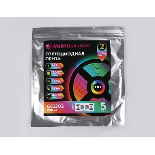 Светодиодная лента Ambrella light GS2302 5050 60Led/ 14.4W m/ 12V IP65 RGB/ 5000*10*2.87mm (4 конт.)