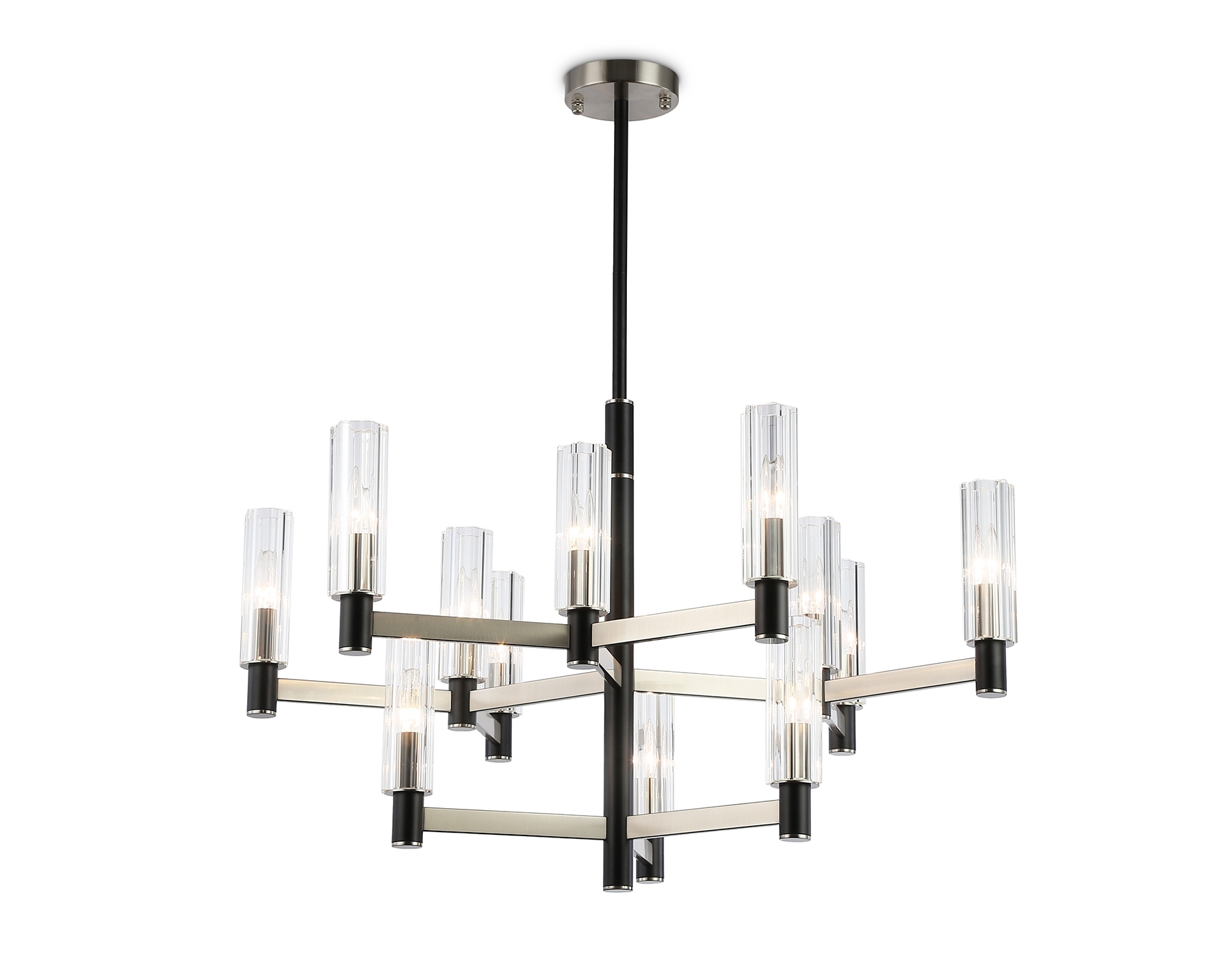 Люстра Ambrella light LH55505/12 SN/BK/CL сатин никель/черный/прозрачный E14*12 max 40W D860*905