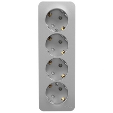 Розетка 4-ая с/з со шторками 16А, 250В BLNRA011413 Schneider Electric О/У с изол. пласт. Алюминий