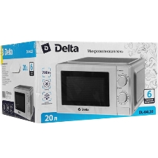 Микроволновая печь Delta DL-84L20 белый, 20 л, 700 Вт, переключатели - поворотный механизм