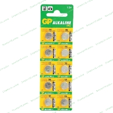 Алкалиновые пуговичные батарейки GP 186A - 10 шт., каждая в своем отрывном блистере