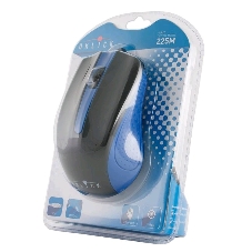 Мышь проводная Oklick 225M черный/синий, 1200 dpi, USB, кнопки - 3