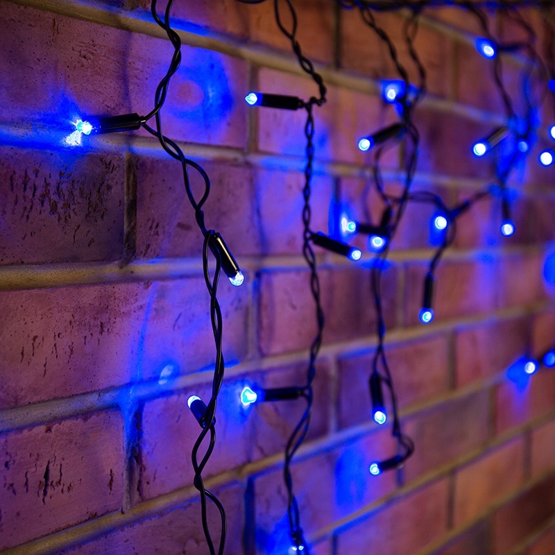 Гирлянда Neon-night Айсикл (бахрома) светодиодный, 4,8 х 0,6 м, черный провод, 230 В, диоды синие, 176 LED