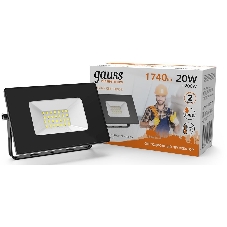 Прожектор светодиодный GAUSS 613527120 LED 20W 1300lm IP65 3000К черный 1/60