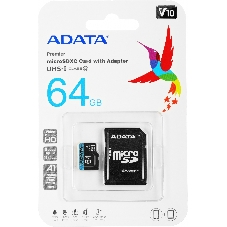 Флеш карта microSD 64Gb ADATA microSDHC Class 10 UHS-I A1 100/25 MB/s (SD адаптер)