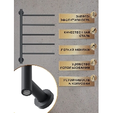 Полотенцесушитель дизайнерский электрический BAU Nimb Gun Grey 62,5х40, подключение нижнее, темно-се
