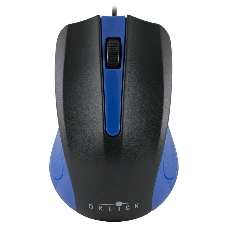 Мышь проводная Oklick 225M черный/синий, 1200 dpi, USB, кнопки - 3