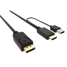 Кабель аудио-видео Buro HDMI (m)/DisplayPort (m) 2м. позолоченные контакты черный