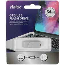Флешка USB Netac U785C (NT03U785C-064G-32PN), 64Gb, USB 3.0/TypeC, R/W 110/45, серебристый