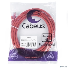 Патч-корд Cabeus PC-UTP-RJ45-Cat.6-3m-RD-LSZH U/UTP, кат.6, 2xRJ45/8p8c, неэкранированный, красный, LSZH, 3м