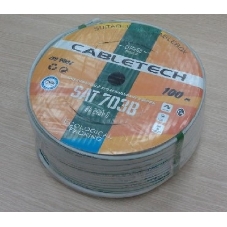 Кабель коаксиальный PROconnect CABLETECH (01-2431-6)SAT 703B+CU/Al/CU, 75 Ом, 100м., белый AT 703B+CU/Al/CU, 75 Ом, 100м., для установки спутниковой телевизионной системы, белый