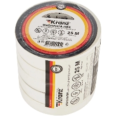 Изолента ПВХ Kranz 0.13х15 мм, 25 м, белая (5 шт./уп.)
