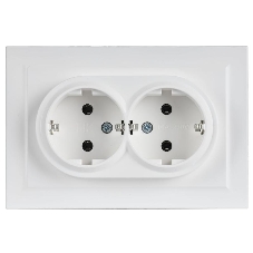 Розетка IEK BR-R21-16-K91-F 2-м СП BRITE РС12-3-БрАБ 16А в сборе с заземл. без защ. шторок арктич. бел.