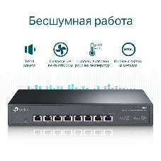 Коммутато TP-Link 8-port Desktop/Rackmount 10G Unmanaged Switch, 8 100/1G/2.5G/5G/10G RJ-45 ports,  1 Fan with intelligent speed control, 100-240 VAC, 50/60 Hz.