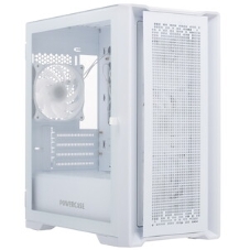 Компьютерный корпус Powercase ByteFlow Micro White, Tempered Glass, 4х 120мм ARGb fans, ARGb HUB, белый, mATX (CAMBFW-A4)