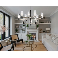 Люстра Ambrella light LH55505/12 SN/BK/CL сатин никель/черный/прозрачный E14*12 max 40W D860*905